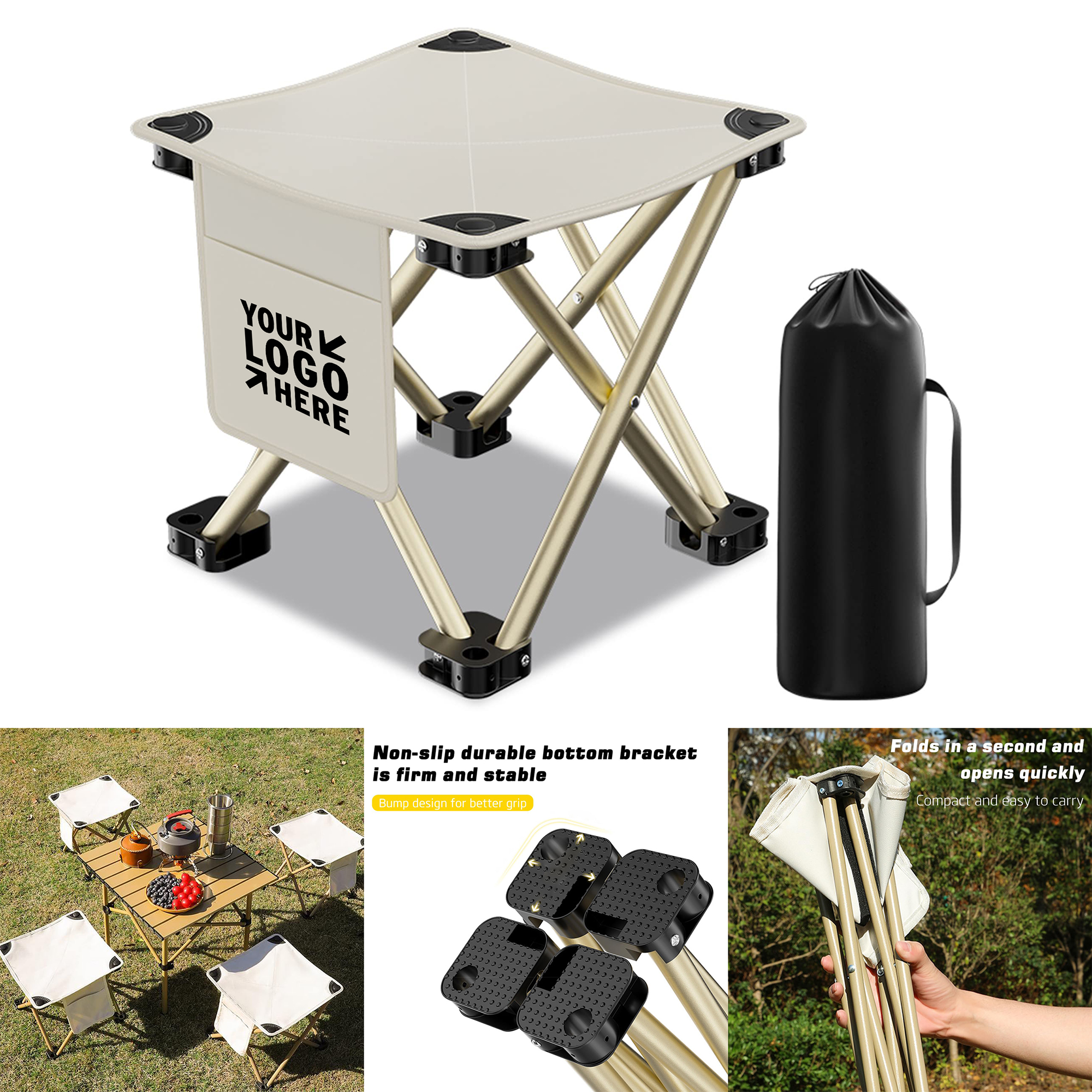 Lightweight Folding Chair w/ Storage Bag for Outdoor Use