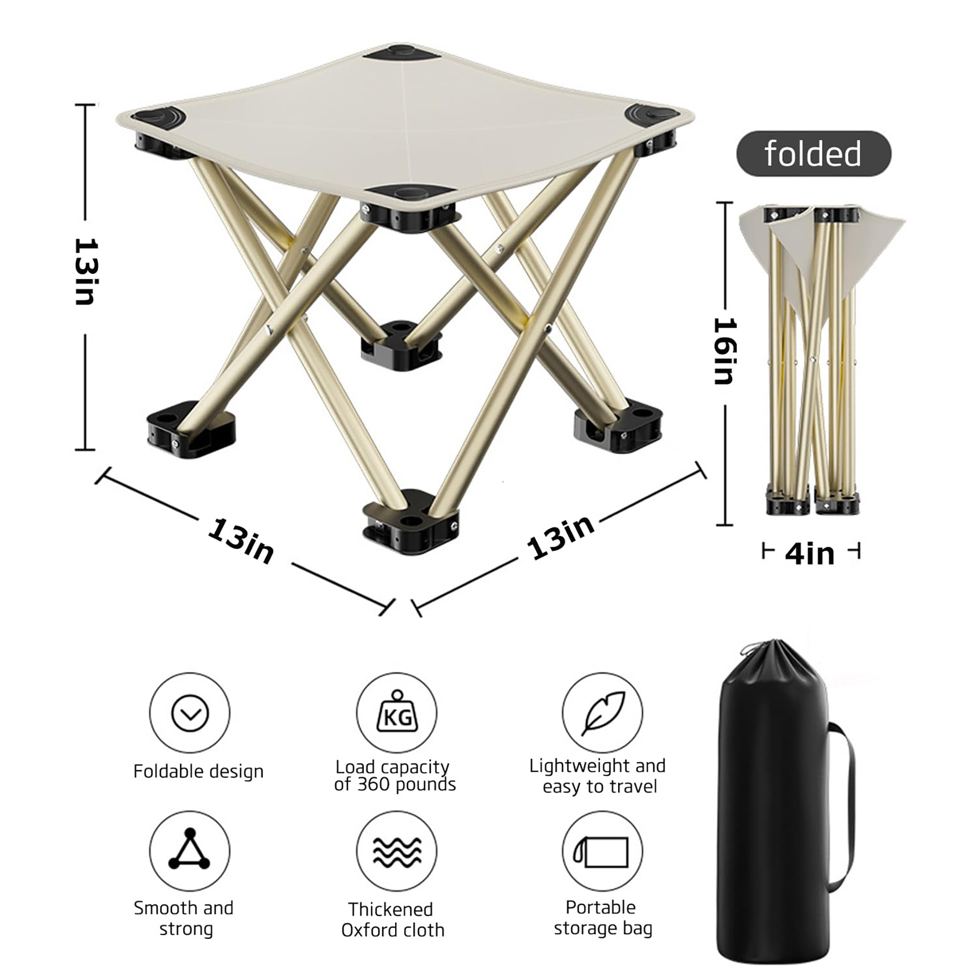 Lightweight Folding Chair w/ Storage Bag for Outdoor Use