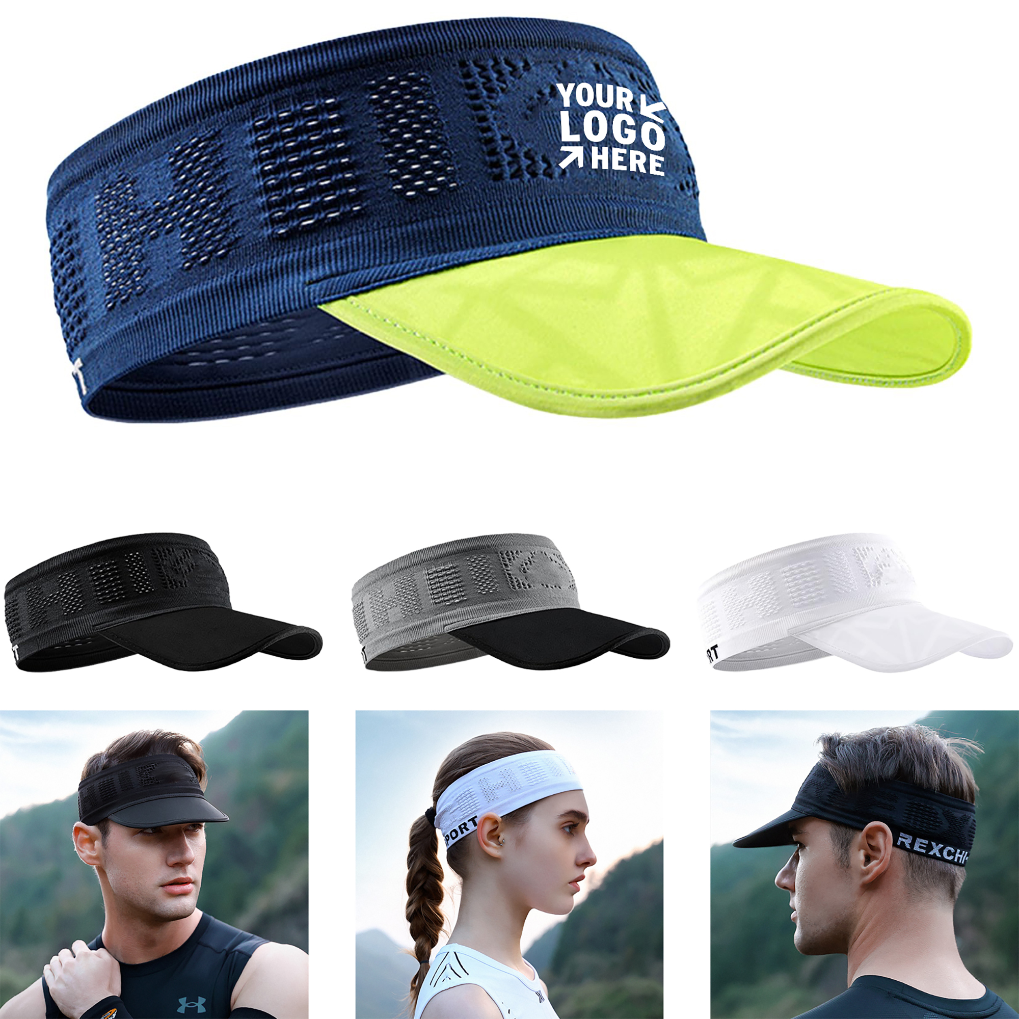 Unisex Open-Top Sun Hat w/ Sweatband for Outdoor Activities
