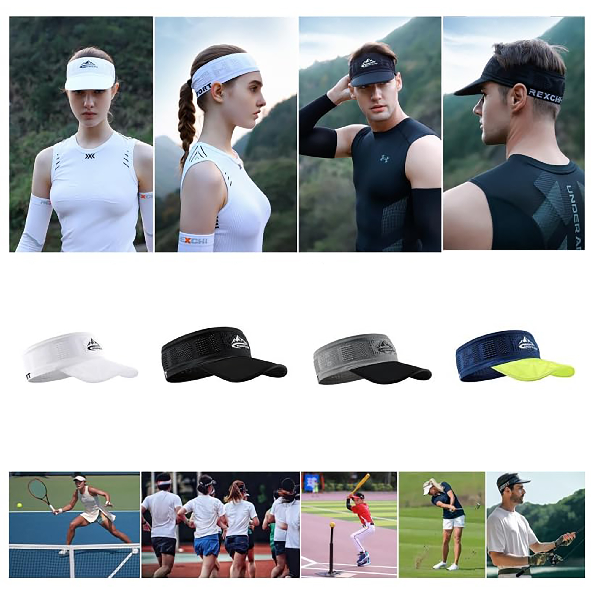 Unisex Open-Top Sun Hat w/ Sweatband for Outdoor Activities