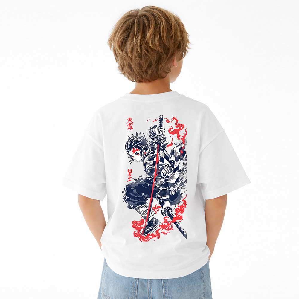 Demon Slayer Anime Graphic T-Shirt for Kids Cartoon Print Cotton Tee