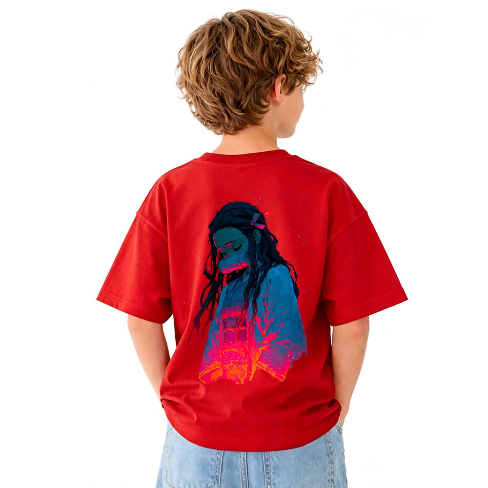 Demon Slayer Anime Graphic T-Shirt for Kids Cartoon Print Cotton Tee