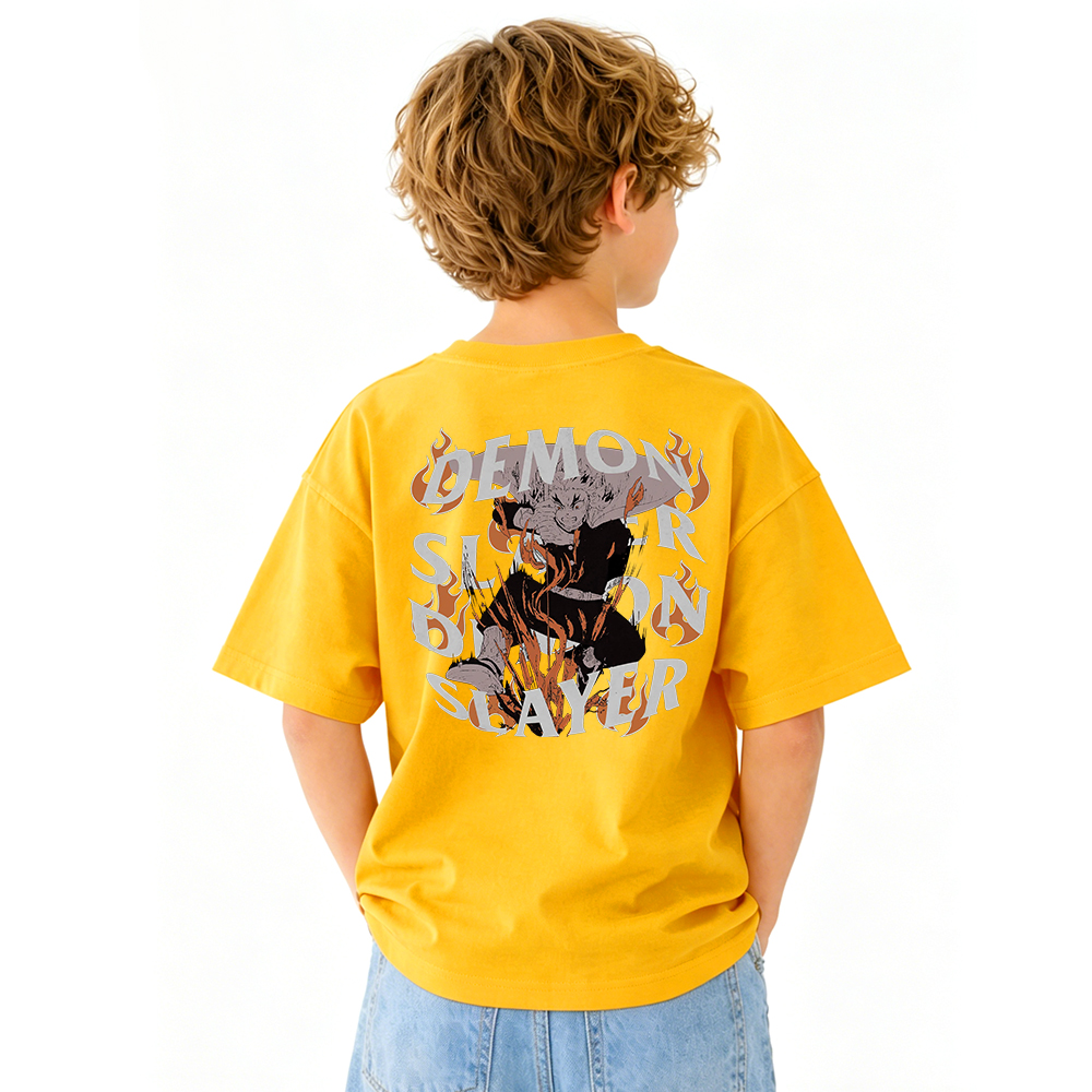 Demon Slayer Anime Graphic T-Shirt for Kids Cartoon Print Cotton Tee