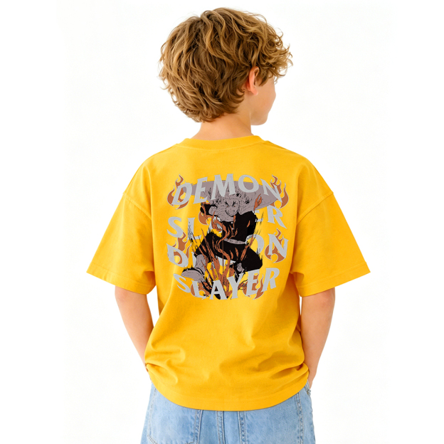 Demon Slayer Anime Graphic T-Shirt for Kids Cartoon Print Cotton Tee
