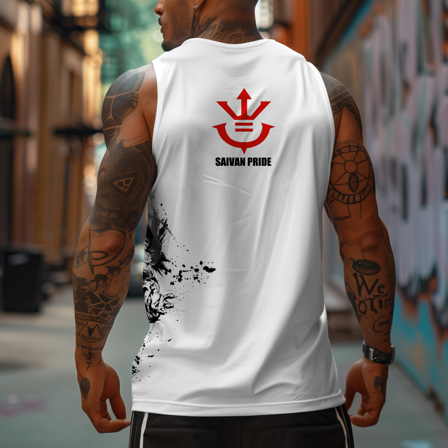 Oversized Anime Print Gym Tank Top