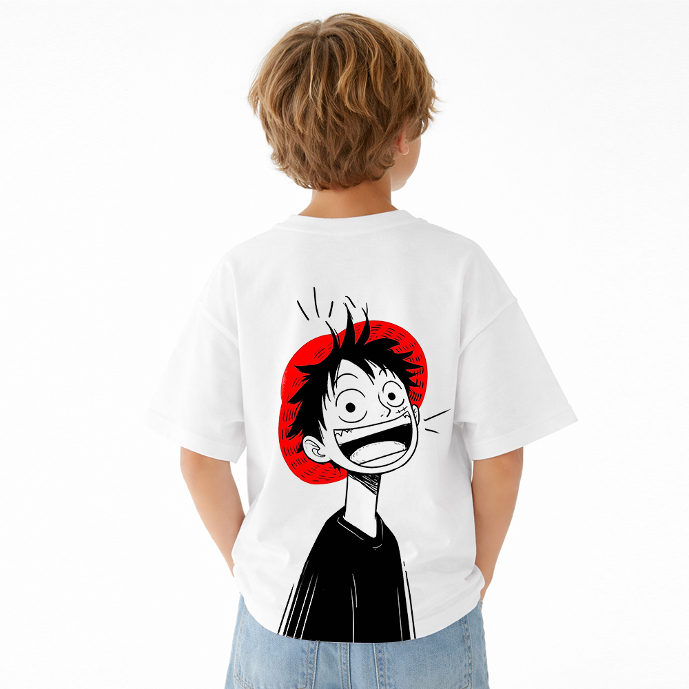 One Piece Anime Graphic T-Shirt for Kids Cartoon Print Cotton Tee