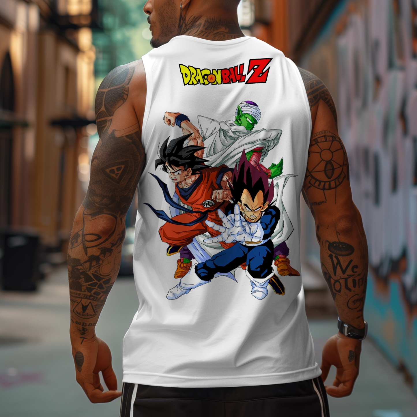 Oversized Anime Print Gym Tank Top