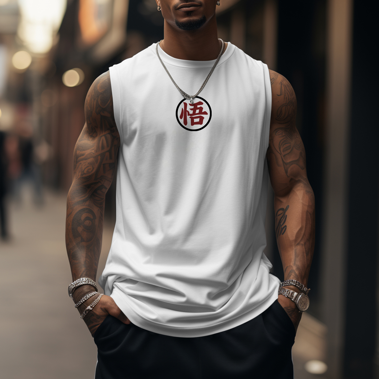 Oversized Anime Print Gym Tank Top