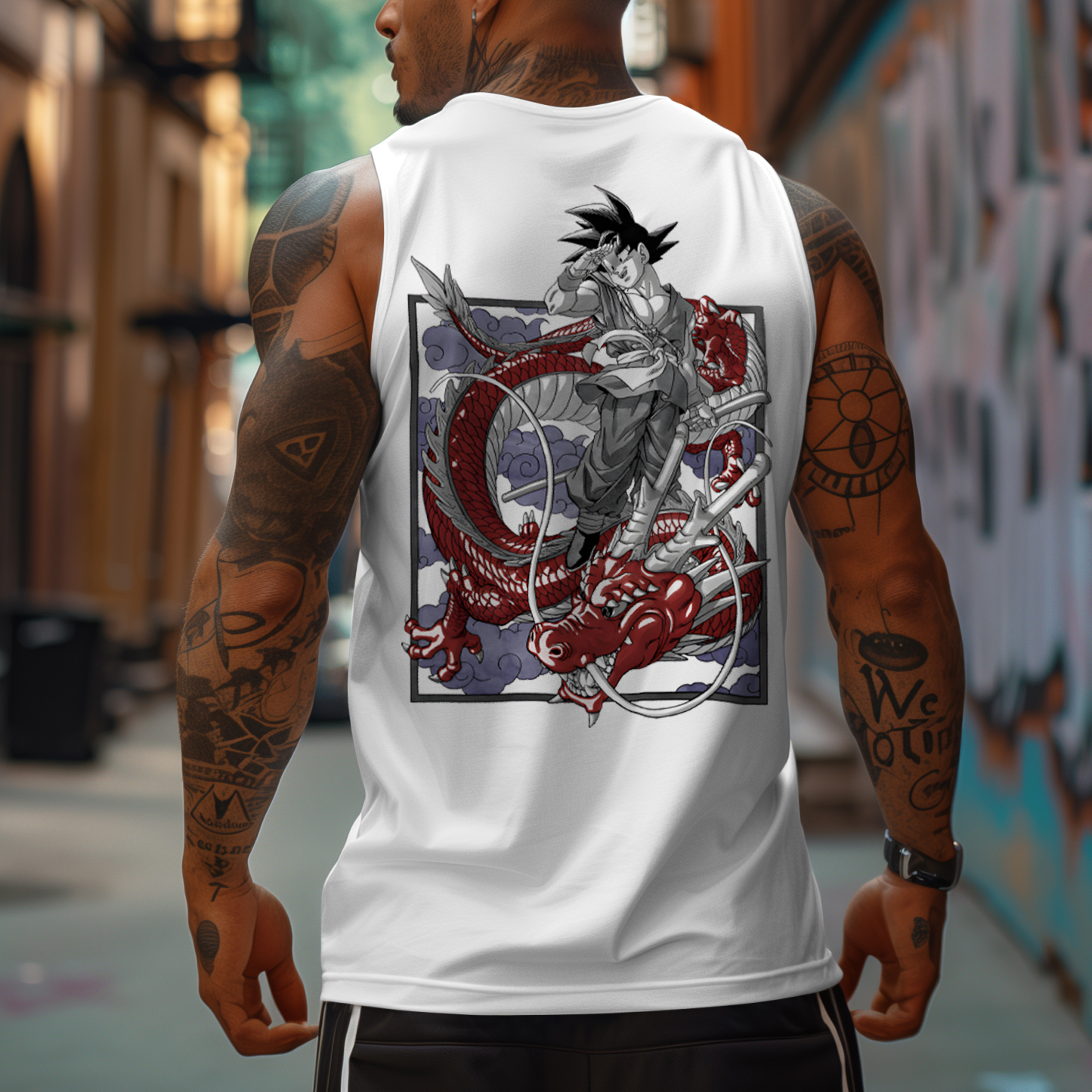 Oversized Anime Print Gym Tank Top