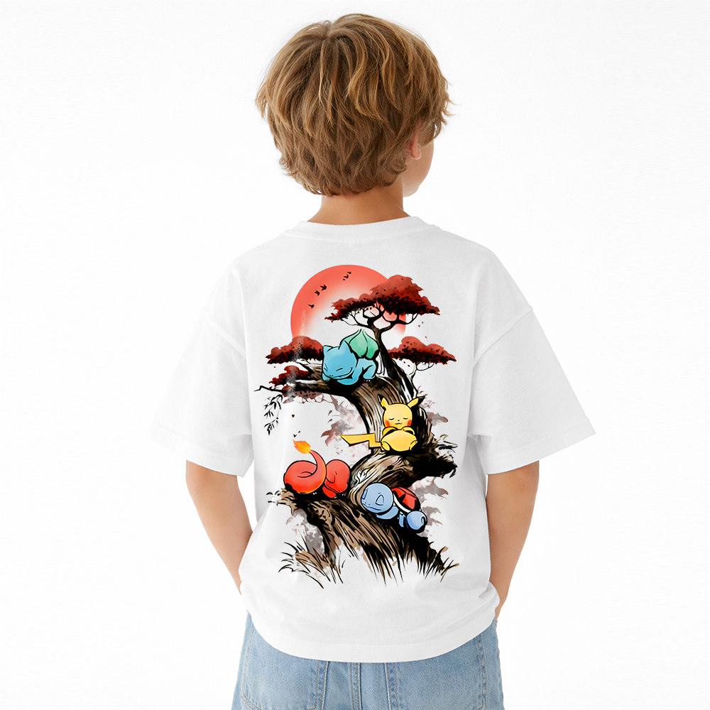 Pokémon Anime Graphic T-Shirt for Kids Cartoon Print Cotton Tee