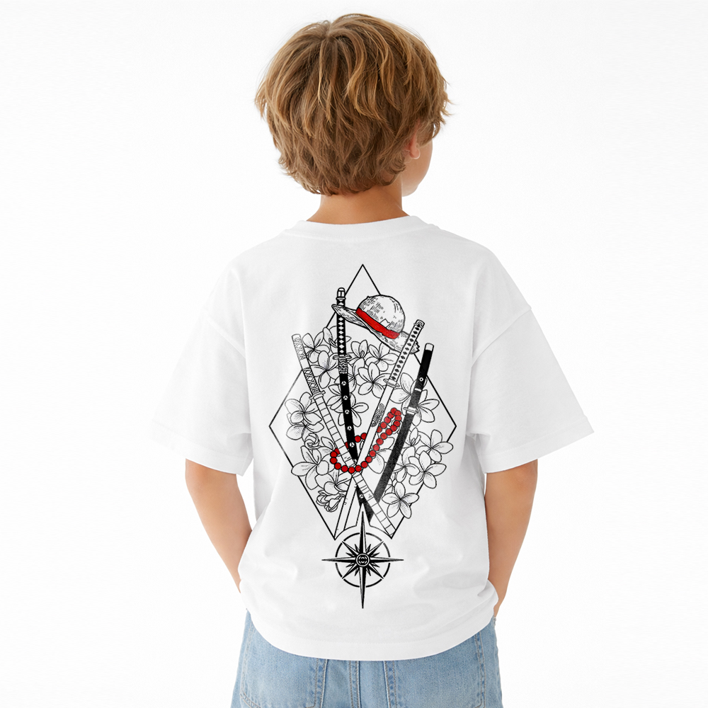 One Piece Anime Graphic T-Shirt for Kids Cartoon Print Cotton Tee