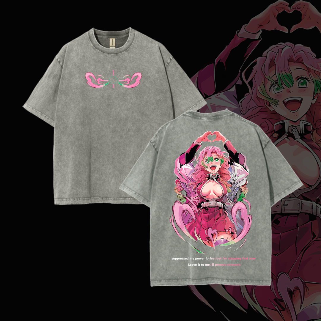 Hashira Demon Slayer Tee – Rengoku, Giyu, Tengen, Obanai, Gyomei, Mitsuri Vintage Washed Oversized T-Shirt-Anime x kingdom