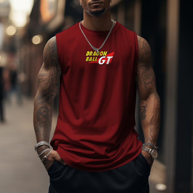 Oversized Anime Print Gym Tank Top