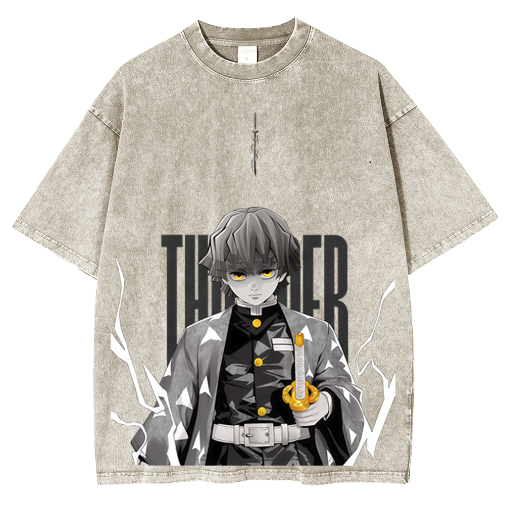 Zenitsu Demon Slayer Unisex Washed T-Shirt-comicclothing