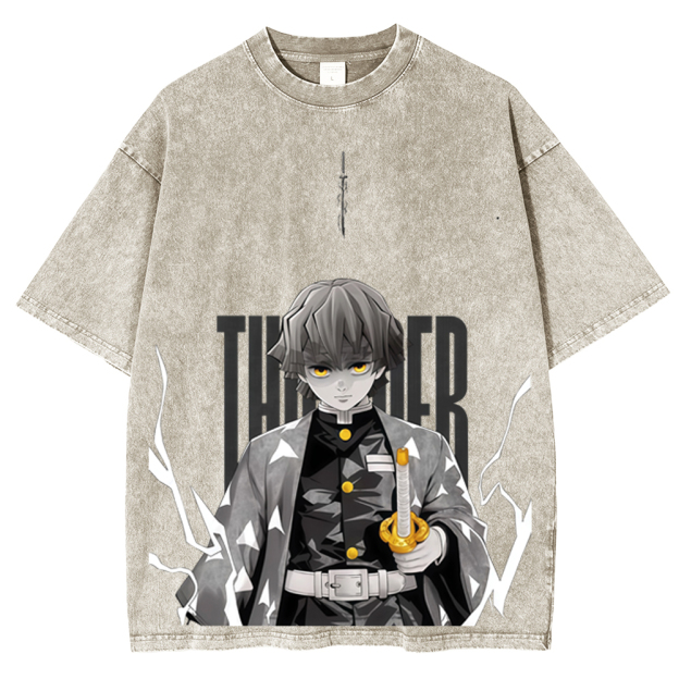 Zenitsu Demon Slayer Unisex Washed T-Shirt-comicclothing