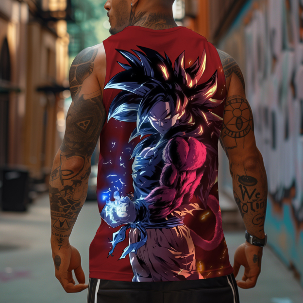 Oversized Anime Print Gym Tank Top