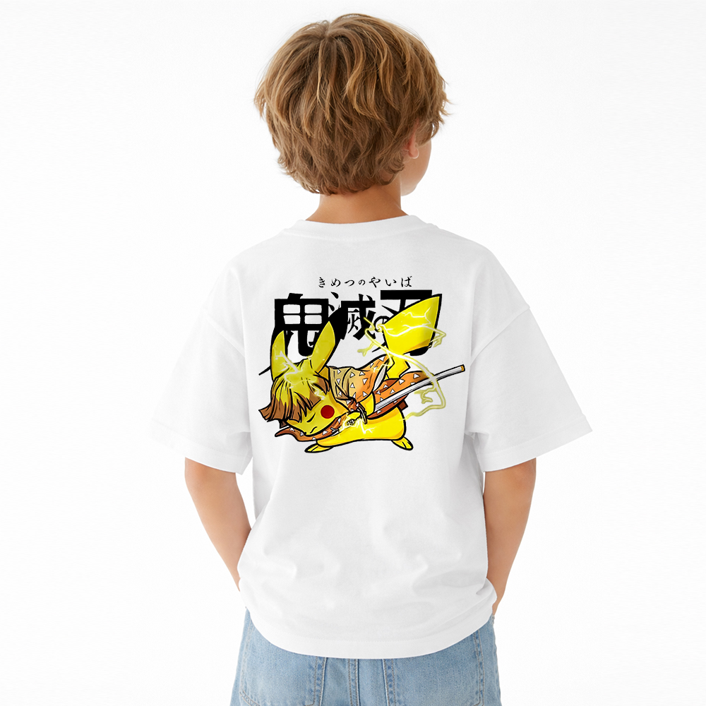 Demon Slayer Anime Graphic T-Shirt for Kids Cartoon Print Cotton Tee