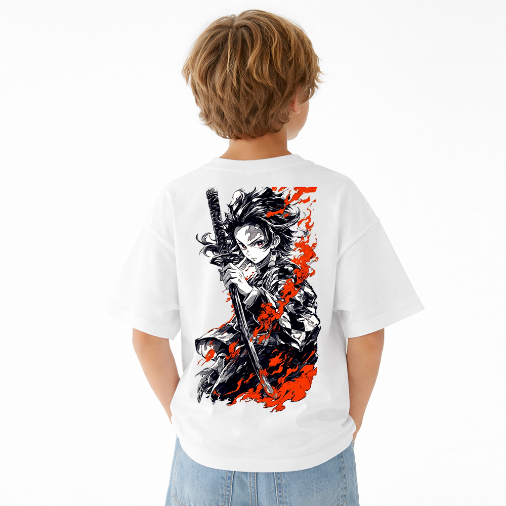 Demon Slayer Anime Graphic T-Shirt for Kids Cartoon Print Cotton Tee