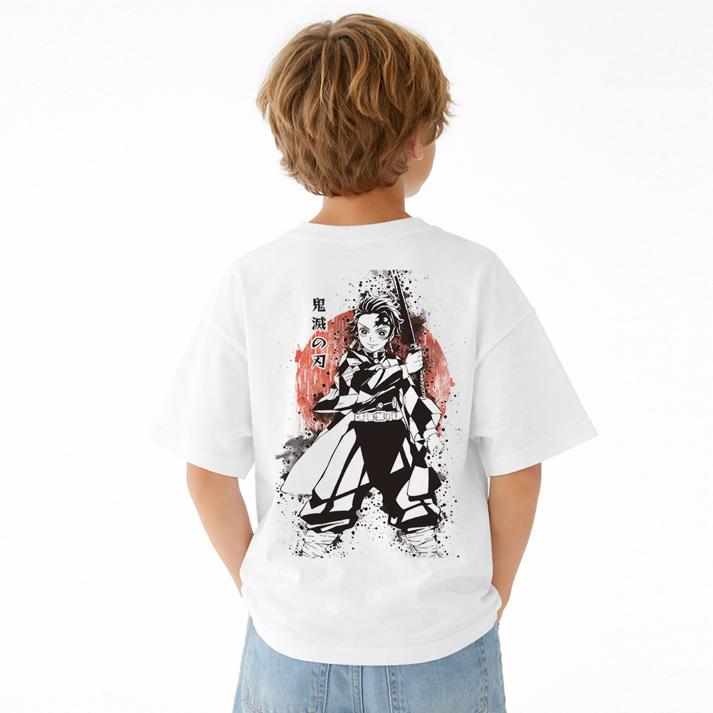 Demon Slayer Anime Graphic T-Shirt for Kids Cartoon Print Cotton Tee