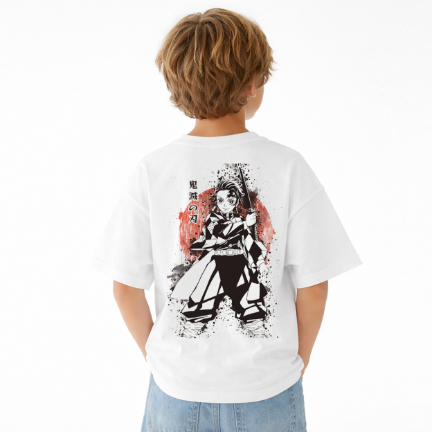 Demon Slayer Anime Graphic T-Shirt for Kids Cartoon Print Cotton Tee