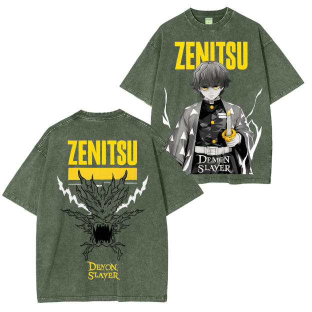 Zenitsu Demon Slayer Unisex Washed T-Shirt-comicclothing