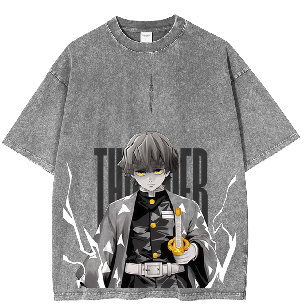 Zenitsu Demon Slayer Unisex Washed T-Shirt-comicclothing