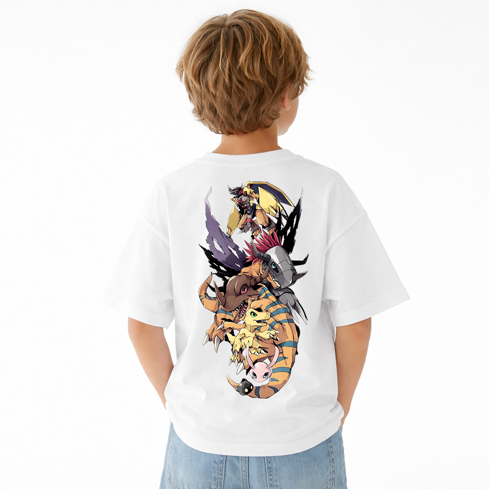 Digimon Anime Graphic T-Shirt for Kids Cartoon Print Cotton Tee