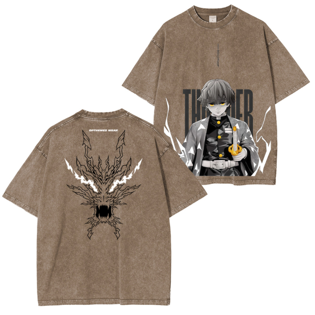 Zenitsu Demon Slayer Unisex Washed T-Shirt-comicclothing