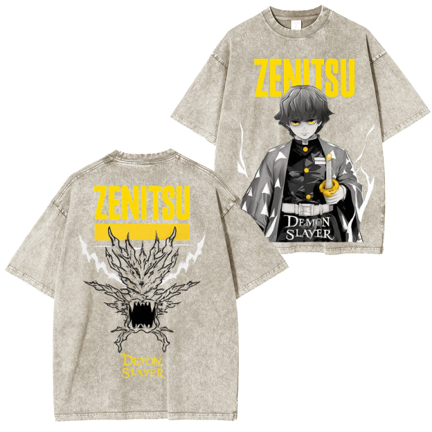 Zenitsu Demon Slayer Unisex Washed T-Shirt-comicclothing