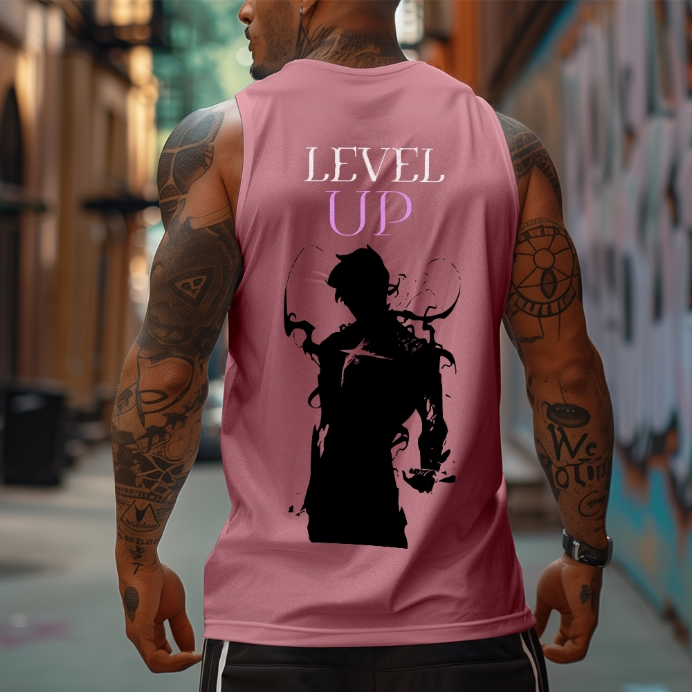 Oversized Anime Print Gym Tank Top