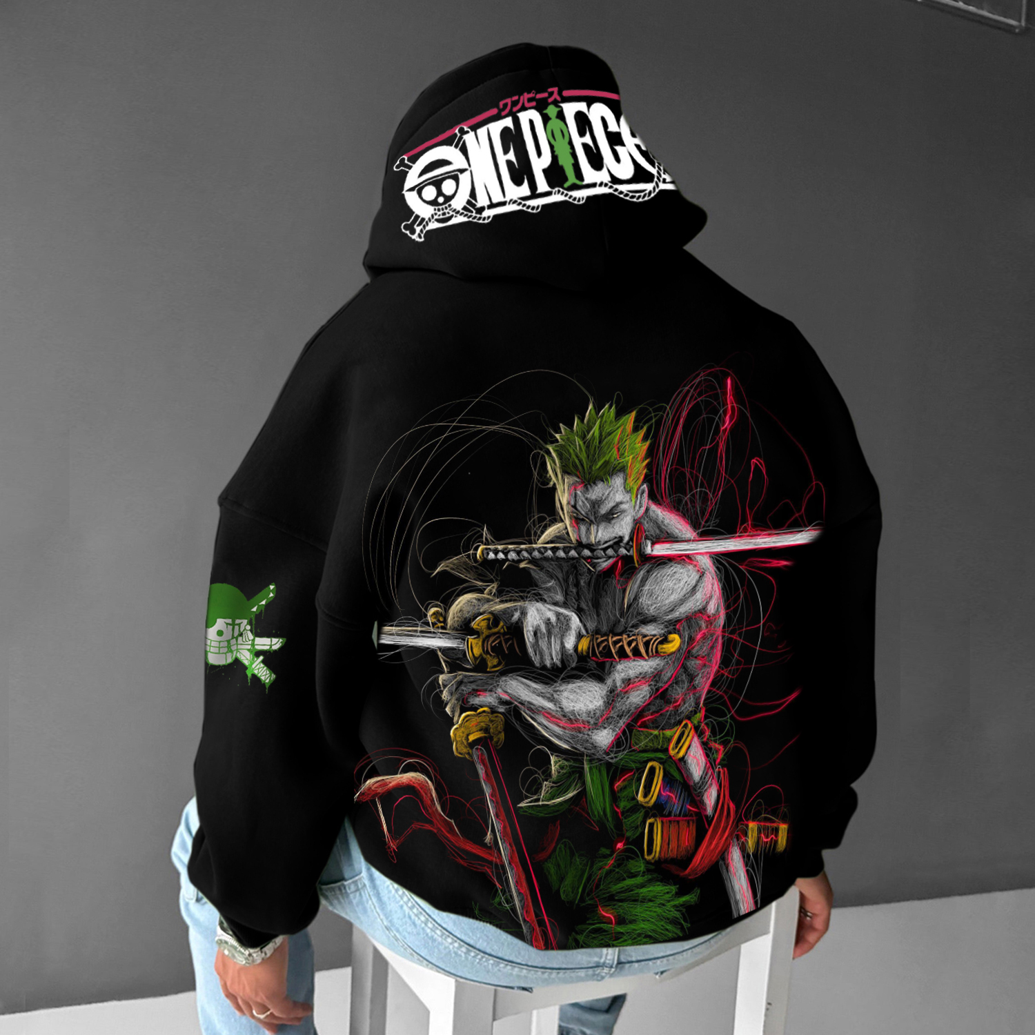 Stylish Anime Print Design Hoodie-Anime x kingdom