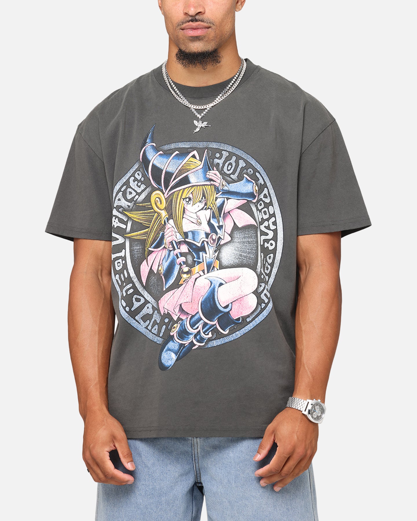 Yu-Gi-Oh! Dark Magician Girl Card Heavyweight T-Shirt Black Wash