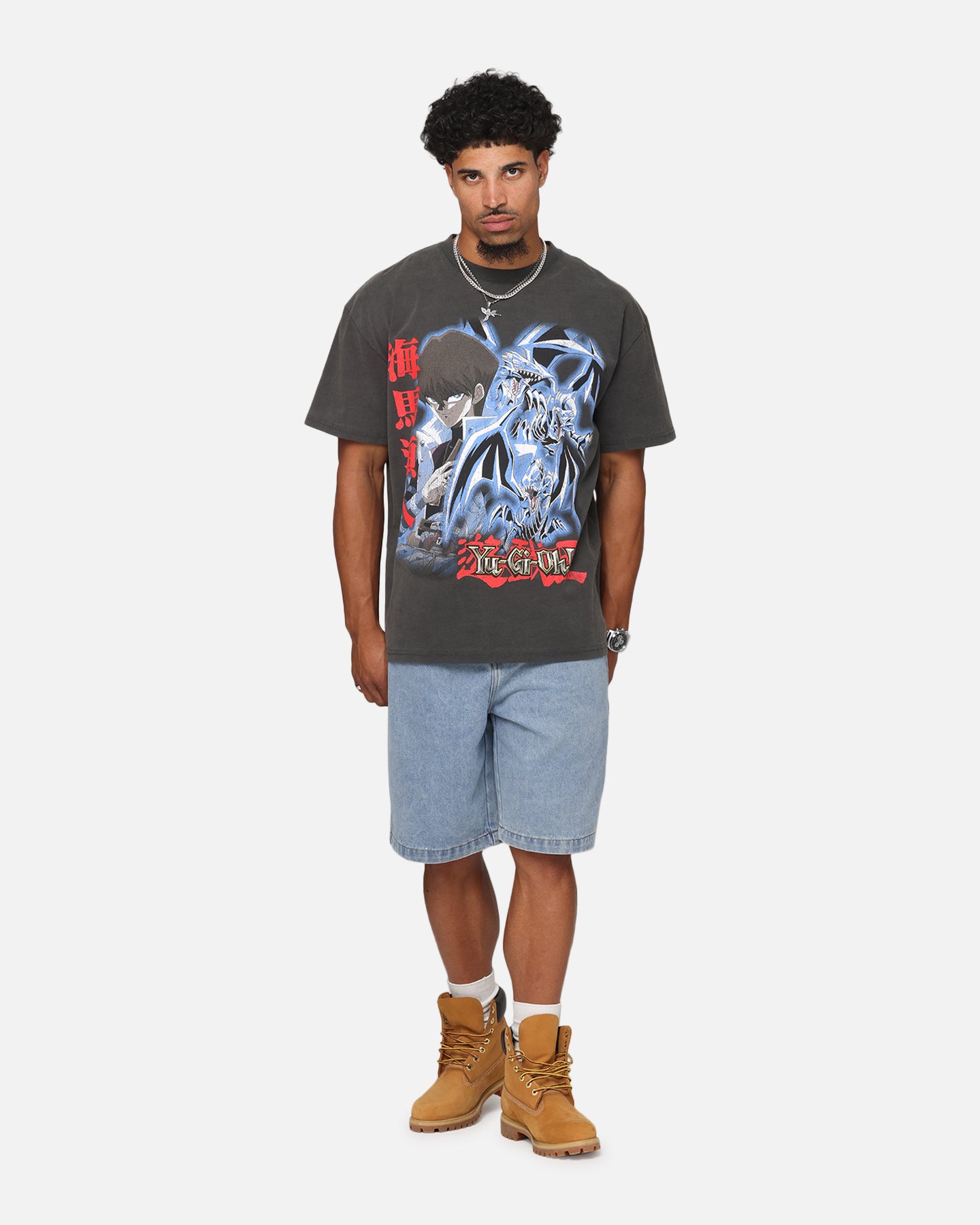 Yu-Gi-Oh! Kaiba Blue Eyes Heavyweight T-Shirt Black Wash