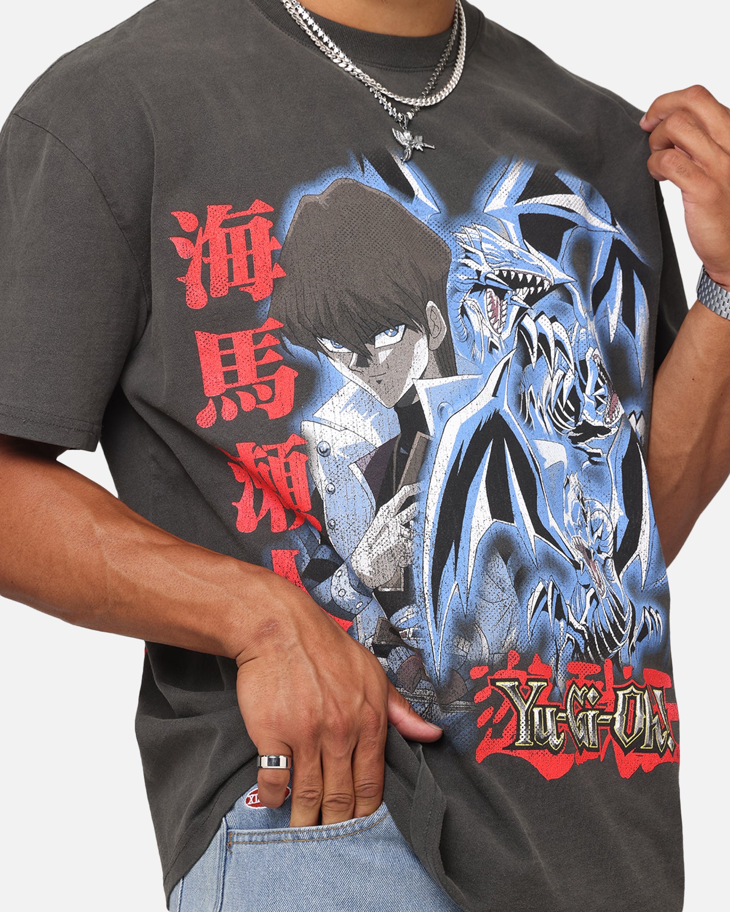 Yu-Gi-Oh! Kaiba Blue Eyes Heavyweight T-Shirt Black Wash