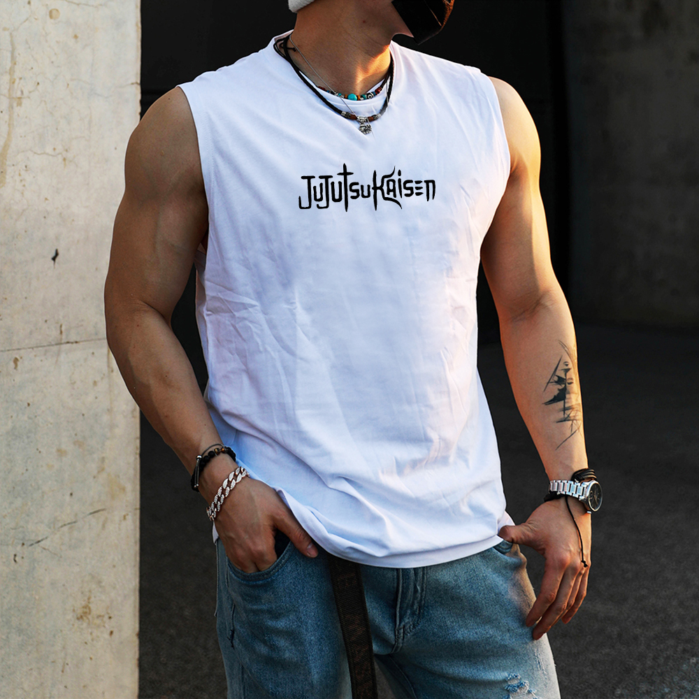 Casual Loose Anime Print Tank Top-comicclothing