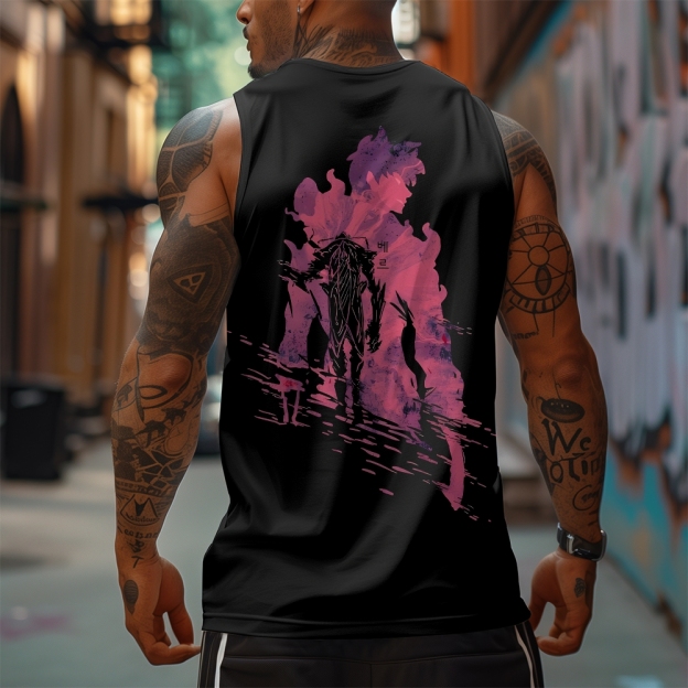 Oversized Anime Print Gym Tank Top