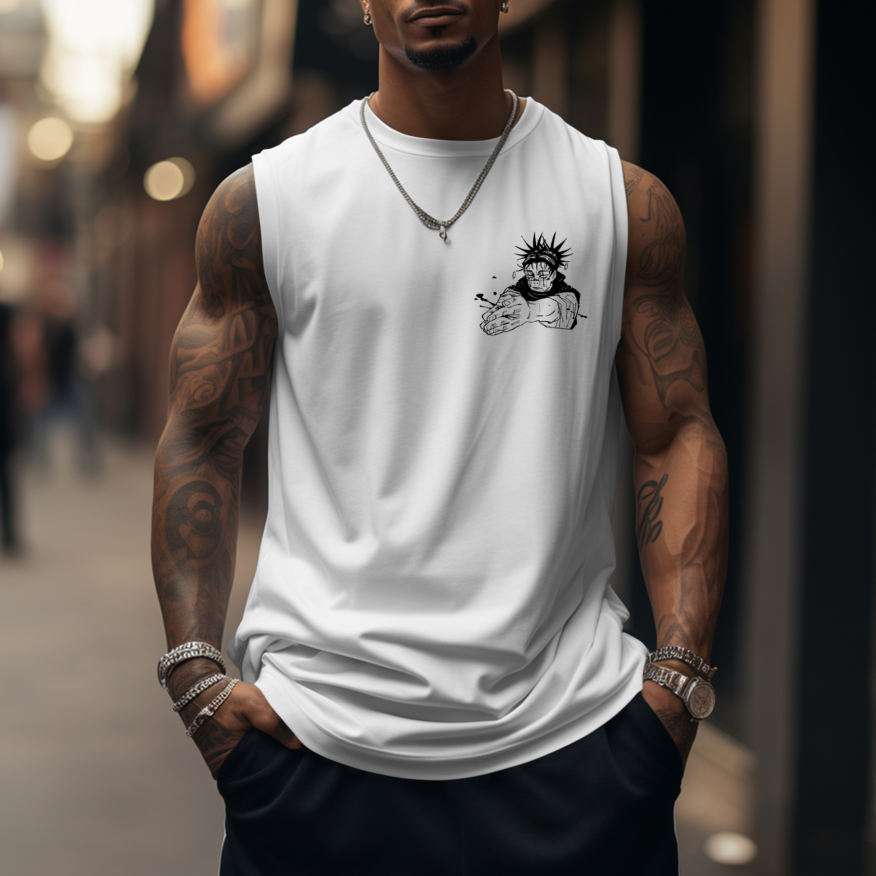 Oversized Anime Protagonist Brother Printed Sports Tank Top-comicclothing