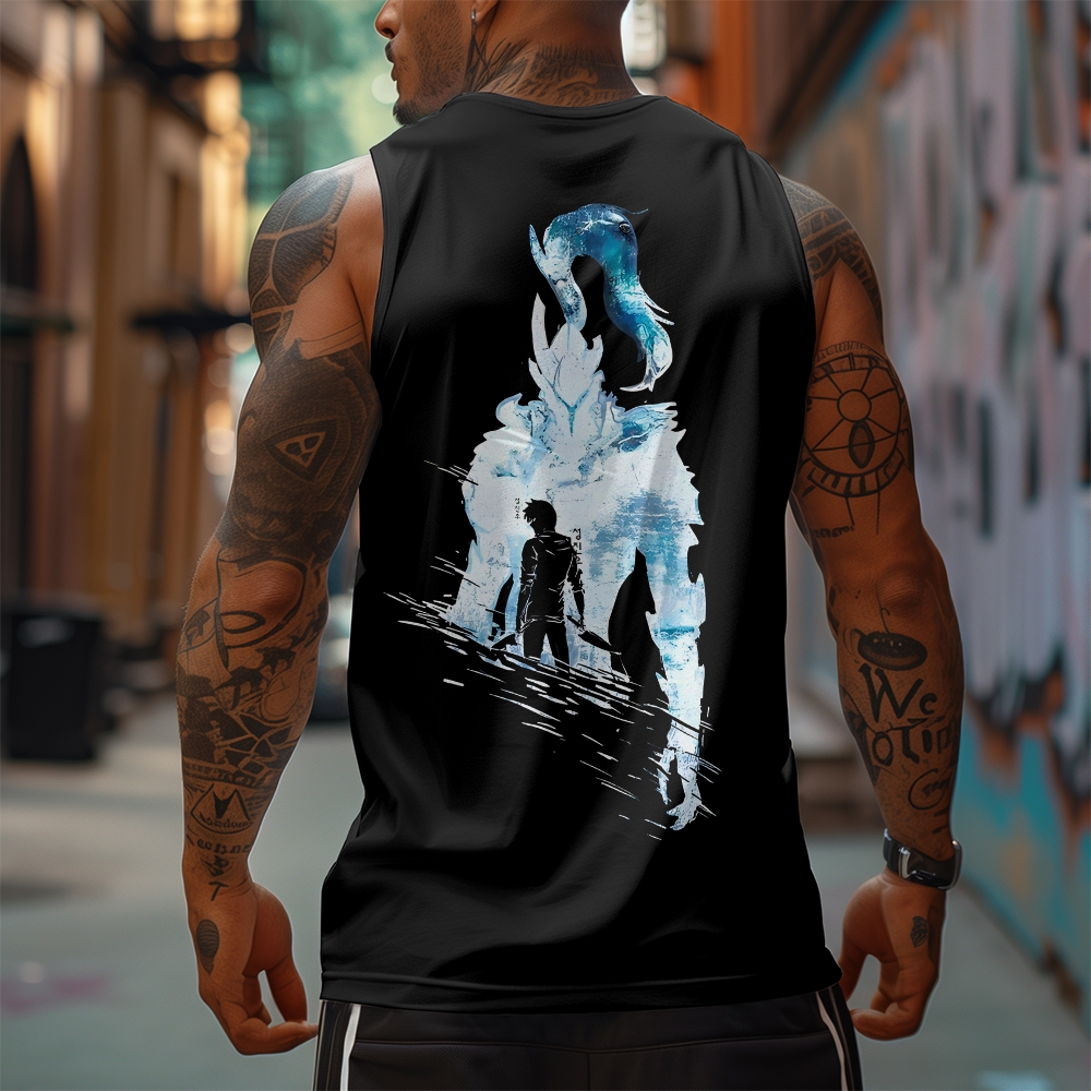 Oversized Anime Print Gym Tank Top