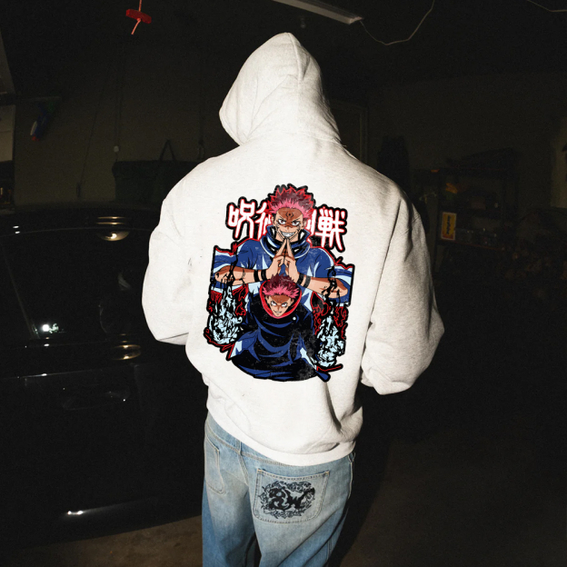 Oversized Unisex Jujutsu Kaisen Anime Print Hoodie