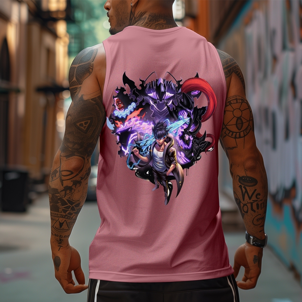 Oversized Anime Print Gym Tank Top