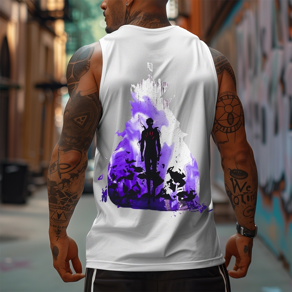 Oversized Anime Print Gym Tank Top