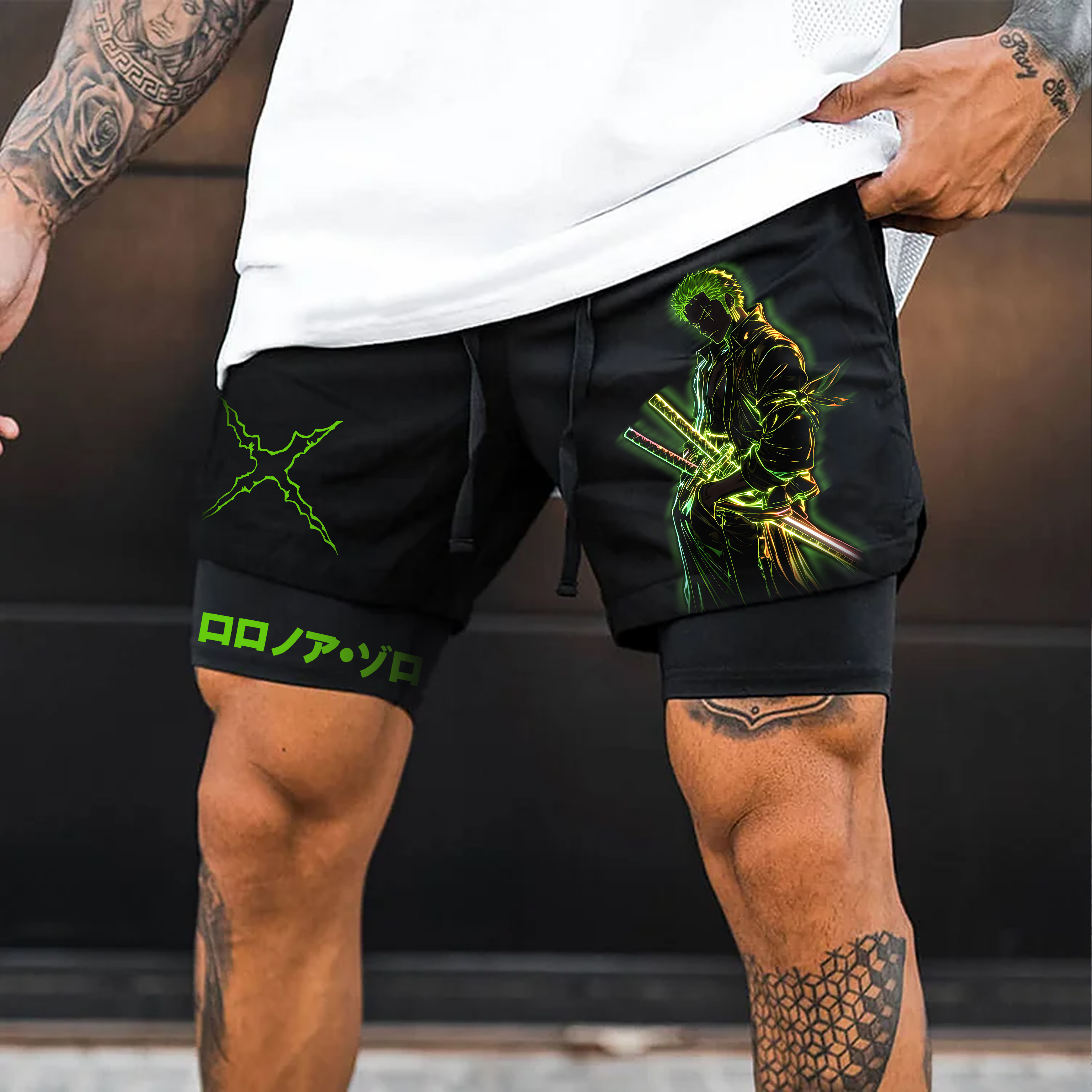 Unisex Anime Print Drawstring Dragon Ball Shorts-AnimeClothe