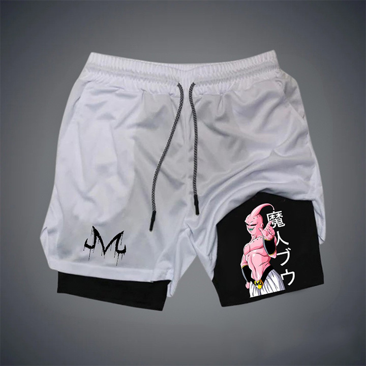 Dragon Ball Men's “M”Anime Print Drawstring Double-Layer Shorts