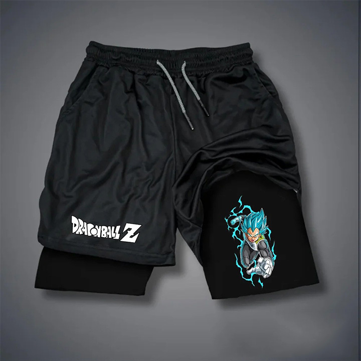 Dragon Ball Men's Anime Print Drawstring Double-Layer Shorts
