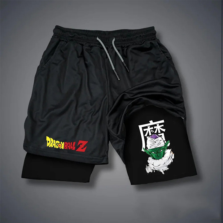 Dragon Ball Men's “Demon”Anime Print Drawstring Double-Layer Shorts