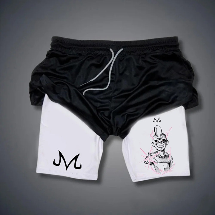Dragon Ball Men's “Demon M”Anime Print Drawstring Double-Layer Shorts