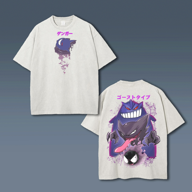 Unisex Anime Style Vintage Washed T-Shirt