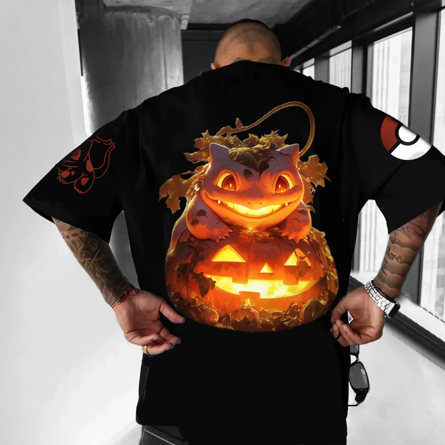 Pokémon Unisex Anime Halloween Bulbasaur T-shirt