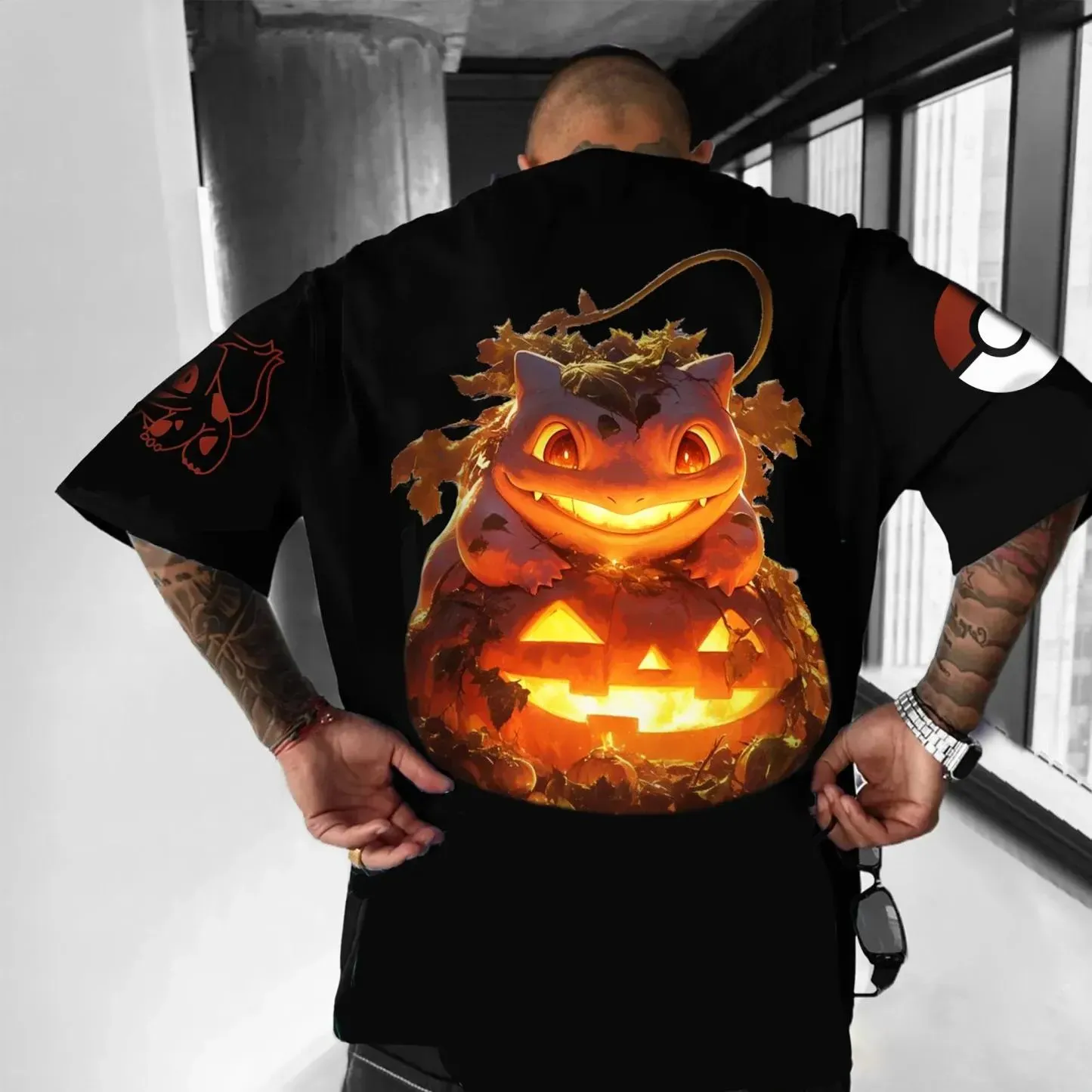 Pokémon Unisex Anime Halloween Bulbasaur T-shirt