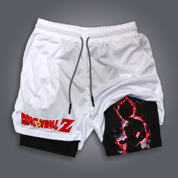 Unisex Anime Print Drawstring Double Layer Shorts